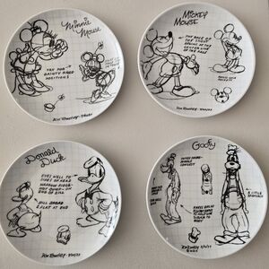 Disney Character Sketch Dessert Plate Set - Black and White